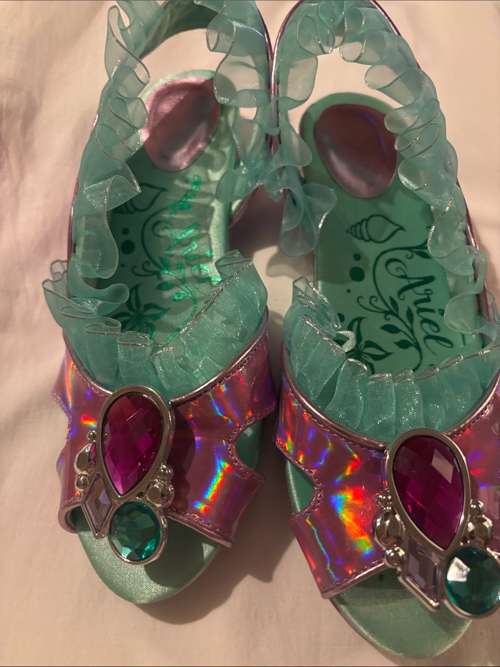 NWT Disney Ariel Iridescent Pink and Teal costume shoes